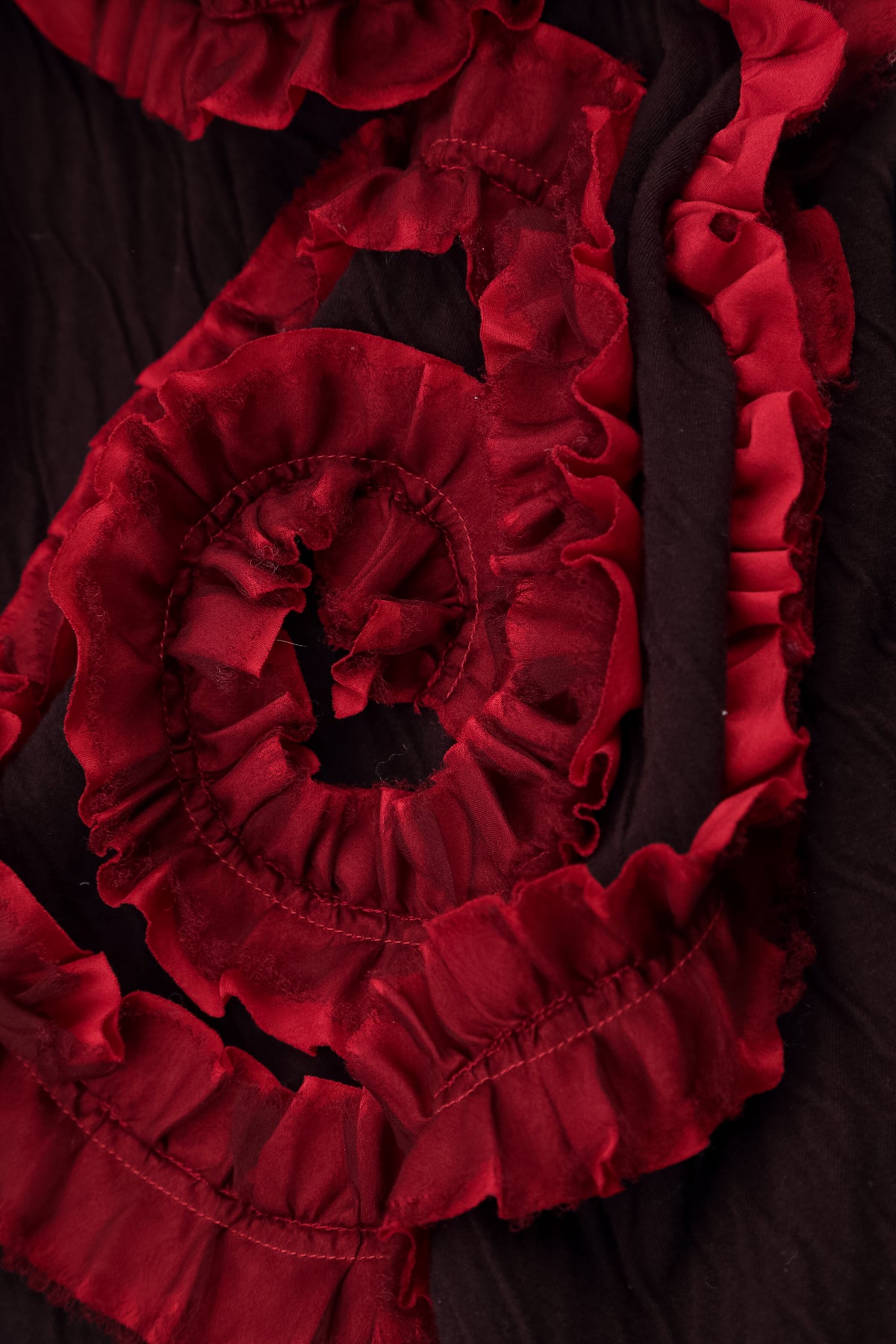 Spiral Detail Cherry Red Wavy Cotton Blouse 5