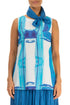 Square Cobalt Blue Silk Cotton Scarf 1