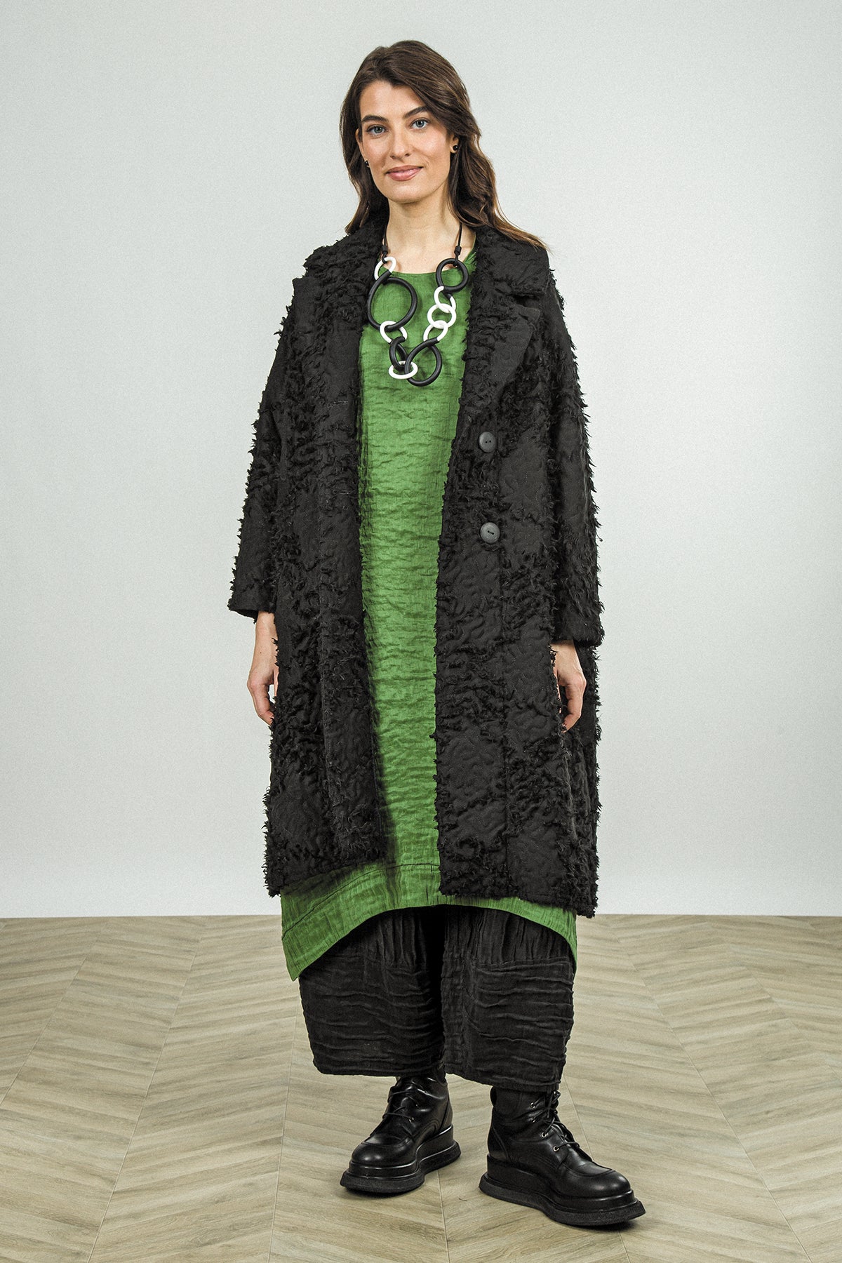 Square Neck Textured Shamrock Green Silk Dress 6