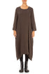 Square Neck Textured Truffle Brown Silk Dress 1