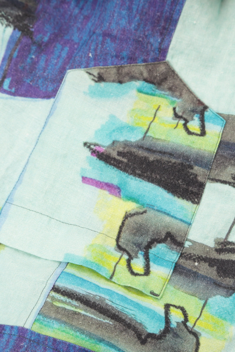Straight Abstract Linen Trousers 5