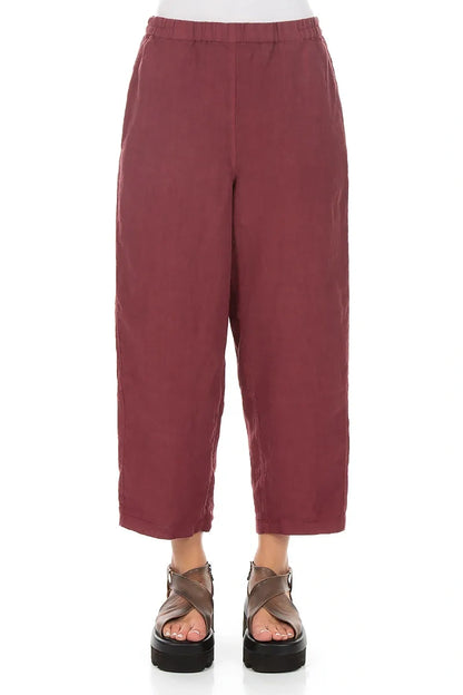 Straight Antique Ruby Linen Trousers 1
