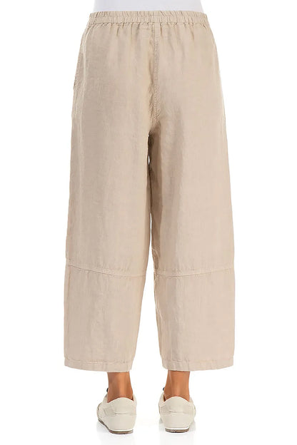 Straight Beige Linen Trousers 2