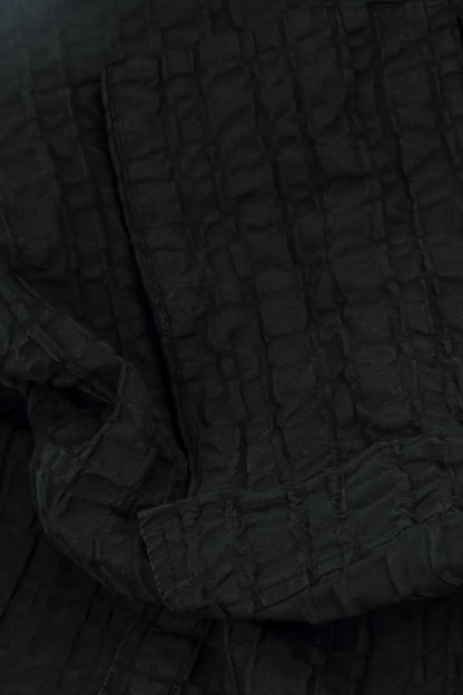 Straight Black Checkered Linen Cotton Trousers