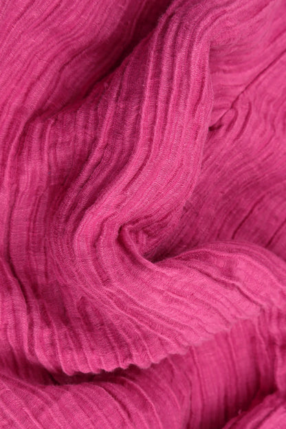 Straight Crinkled Fuchsia Silk Trousers 4