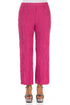 Straight Crinkled Fuchsia Silk Trousers 1