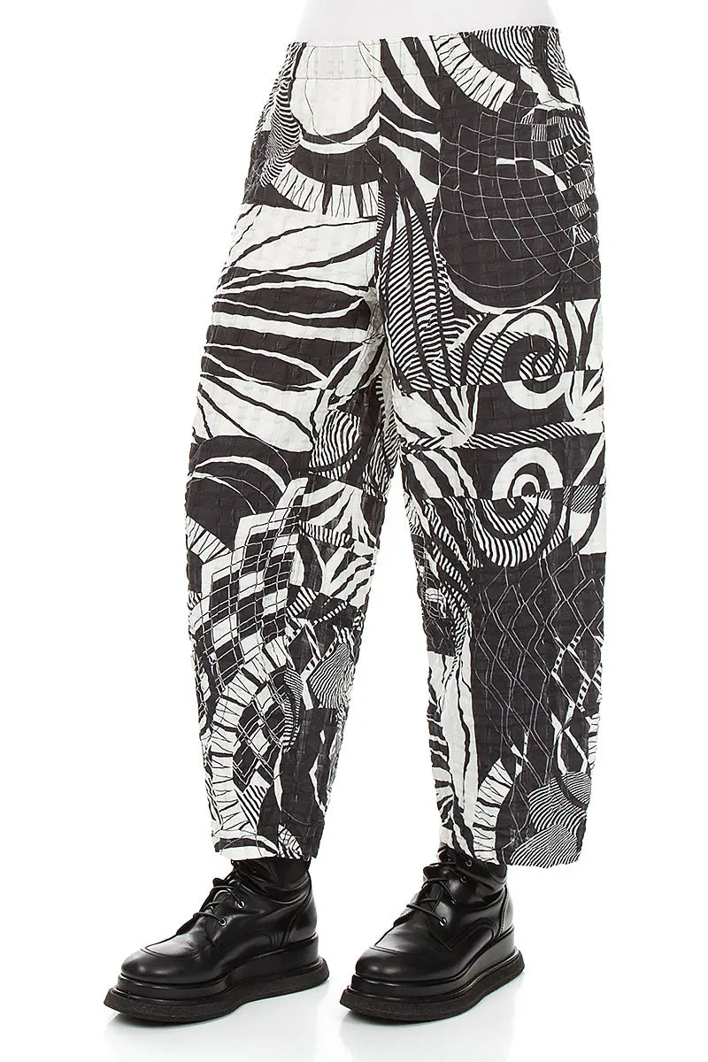 Straight Orbit Checkered Linen Cotton Trousers 3