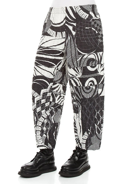 Straight Orbit Checkered Linen Cotton Trousers 3