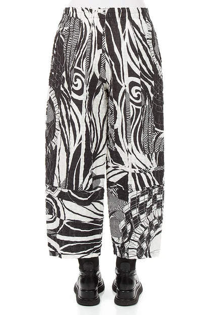 Straight Orbit Checkered Linen Cotton Trousers 2