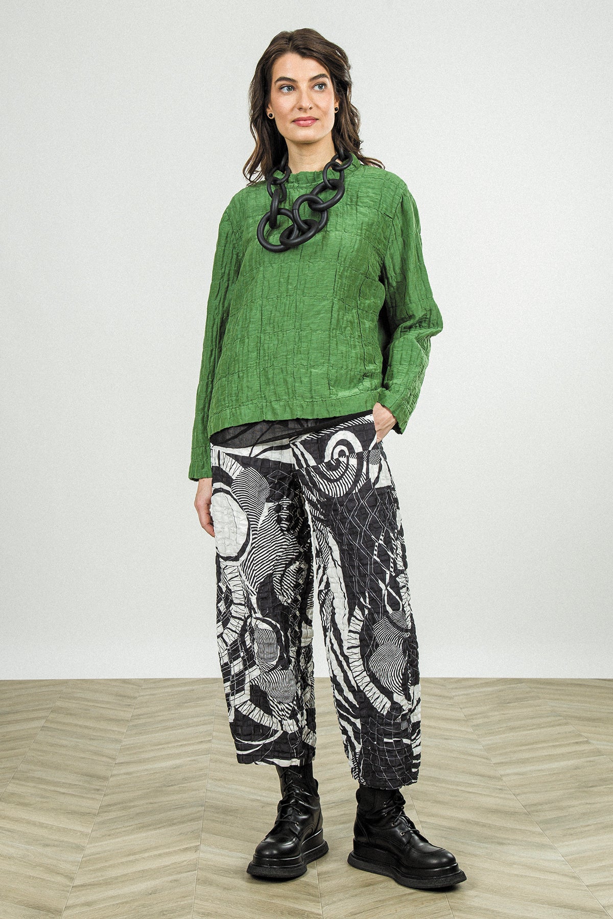 Straight Orbit Checkered Linen Cotton Trousers 5