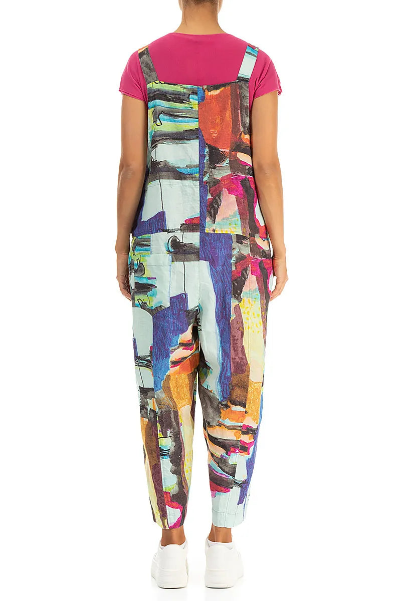 Strappy Abstract Linen Jumpsuit 3