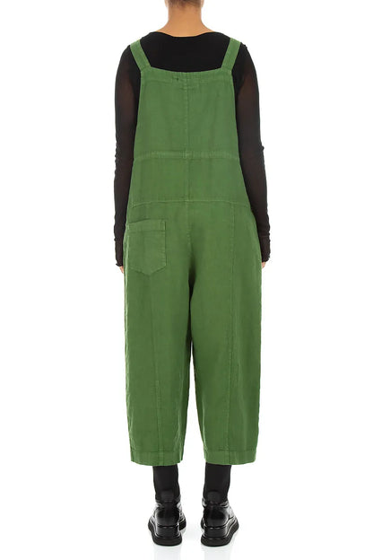 Strappy Shamrock Green Linen Jumpsuit 2