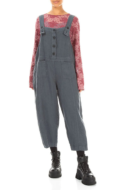 Strappy Slate Linen Jumpsuit 4