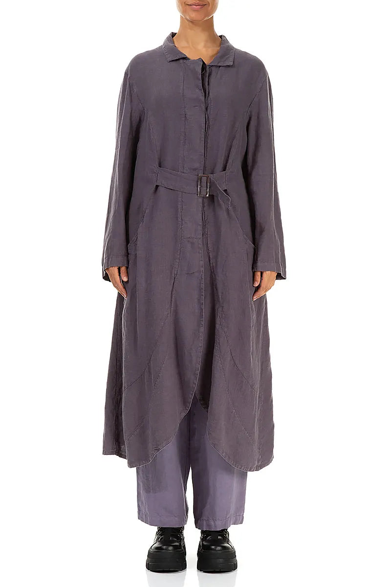 Stylish Flared Violet Linen Jacket 1