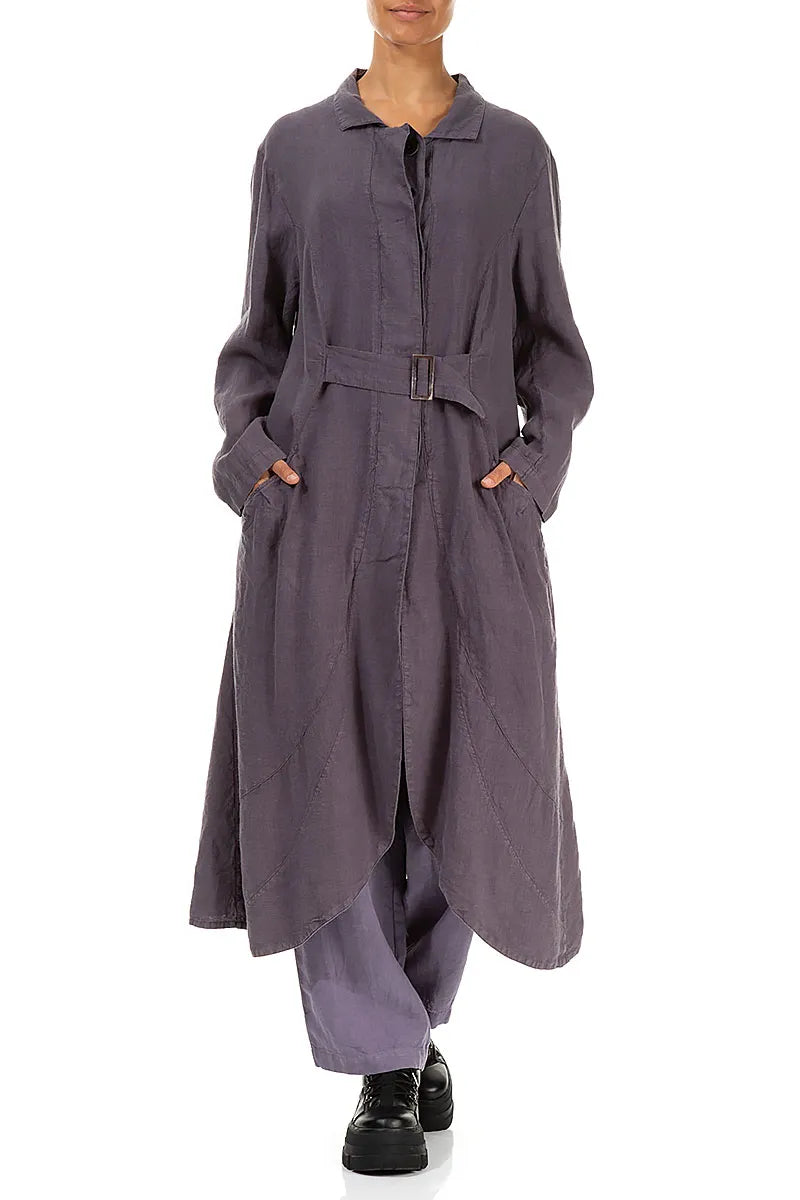 Stylish Flared Violet Linen Jacket 4