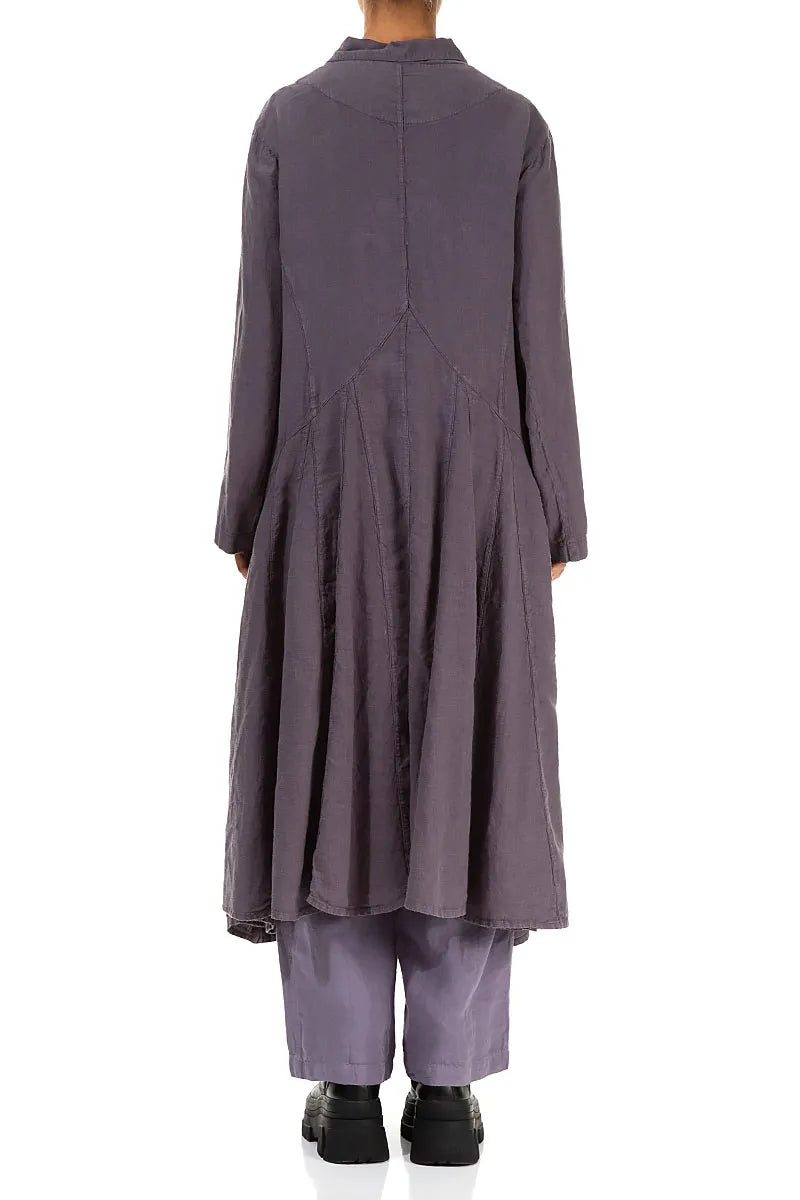 Stylish Flared Violet Linen Jacket 2