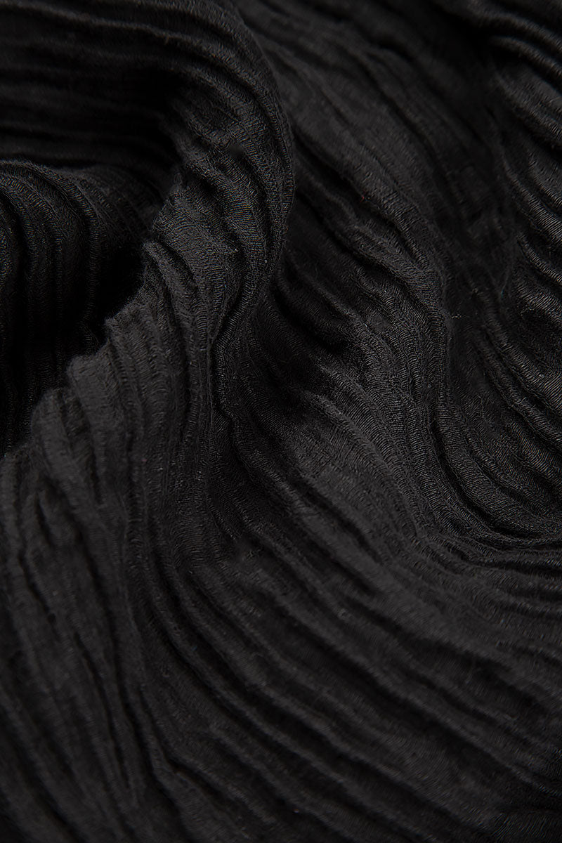 Sweetheart Neck Crinkled Black Silk Top 5