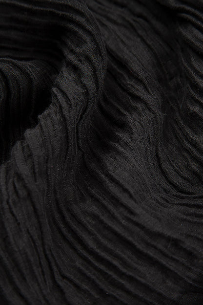 Sweetheart Neck Crinkled Black Silk Top 5