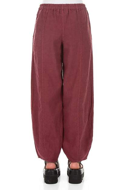Taper Long Antique Ruby Linen Trousers 2