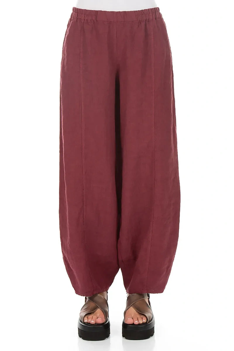 Taper Long Antique Ruby Linen Trousers 1