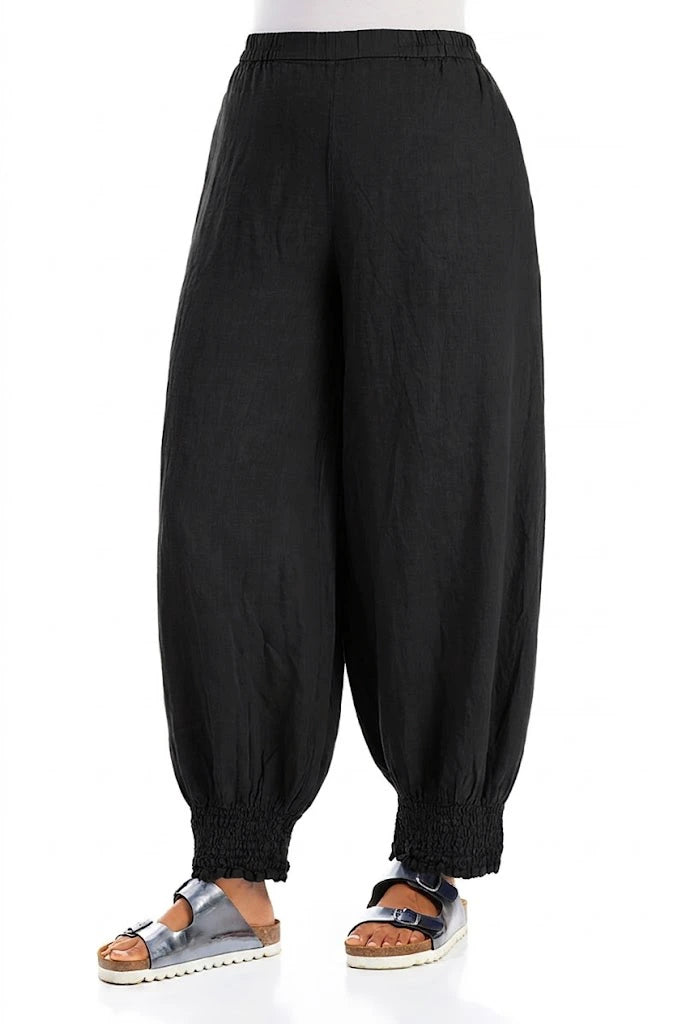 Taper Black Linen Trousers 3