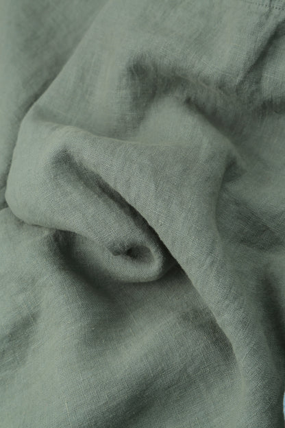 Taper Long Sage Linen Trousers 4
