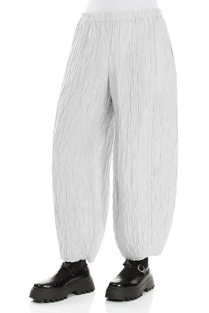 Taper Pearl Grey Crinkled Trousers 3