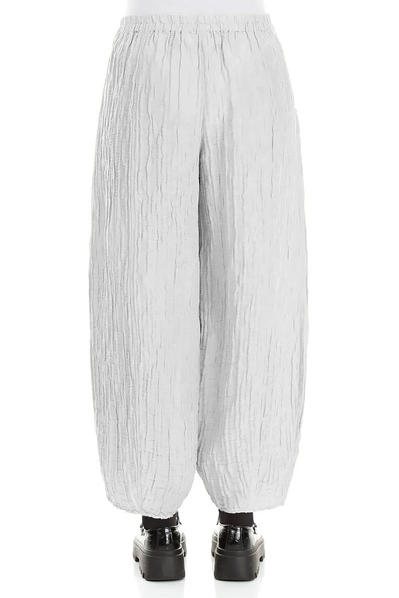 Taper Pearl Grey Crinkled Trousers 2