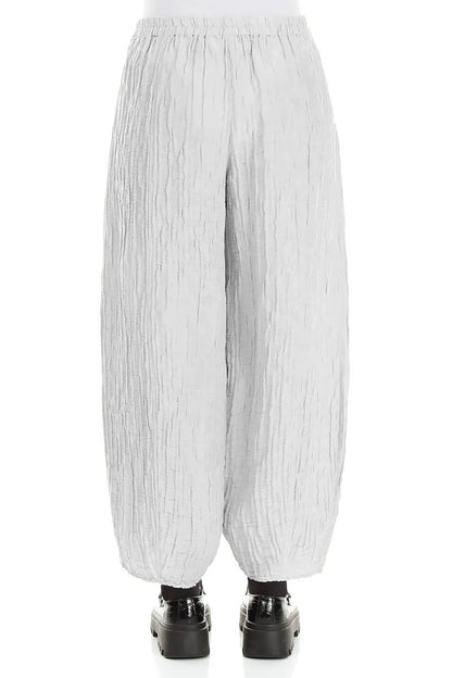 Taper Pearl Grey Crinkled Trousers 2