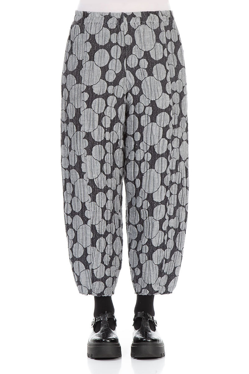 Taper Silver Circle Silk Linen Trousers 1