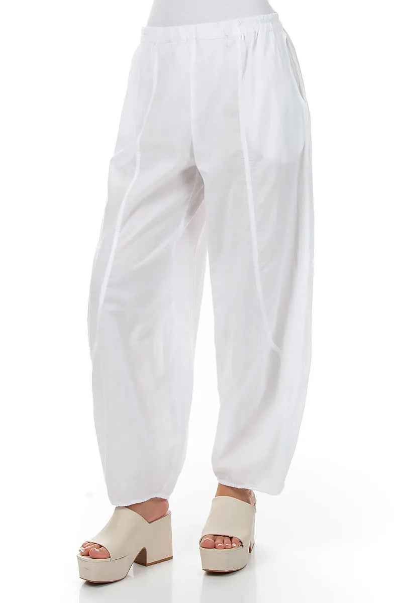 Taper White Cotton Trousers 3