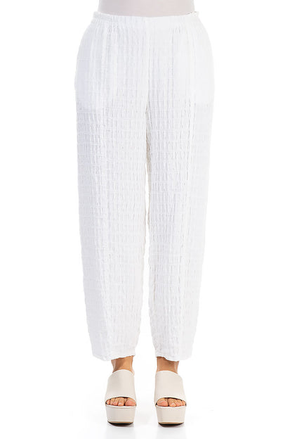 Taper White Textured Linen Trousers 1
