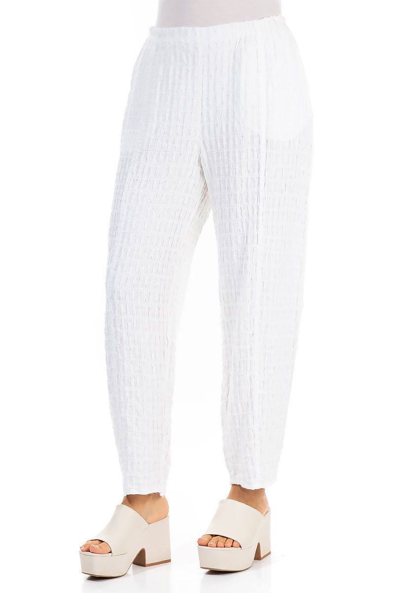 Taper White Textured Linen Trousers 3
