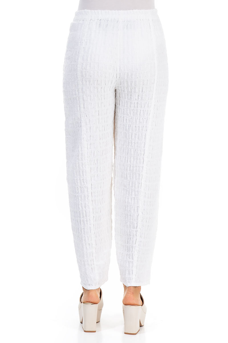 Taper White Textured Linen Trousers 2