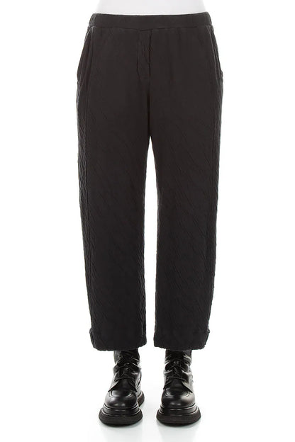 Tapered Grey Wavy Cotton Trousers 1