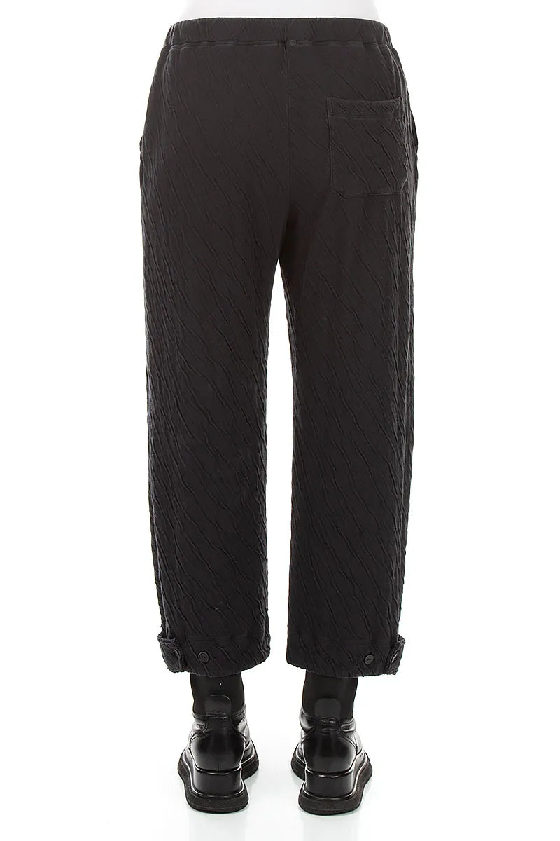 Tapered Grey Wavy Cotton Trousers 2