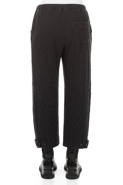 Tapered Grey Wavy Cotton Trousers 2