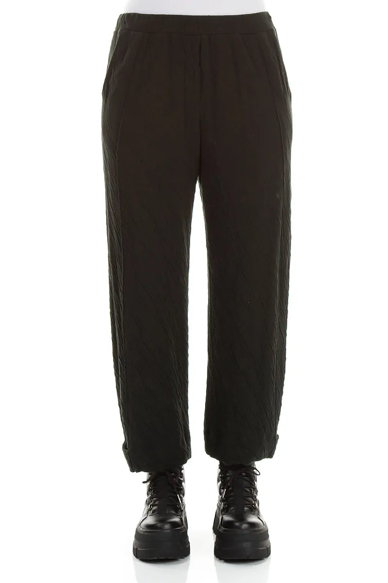 Tapered Shamrock Green Wavy Cotton Trousers 1