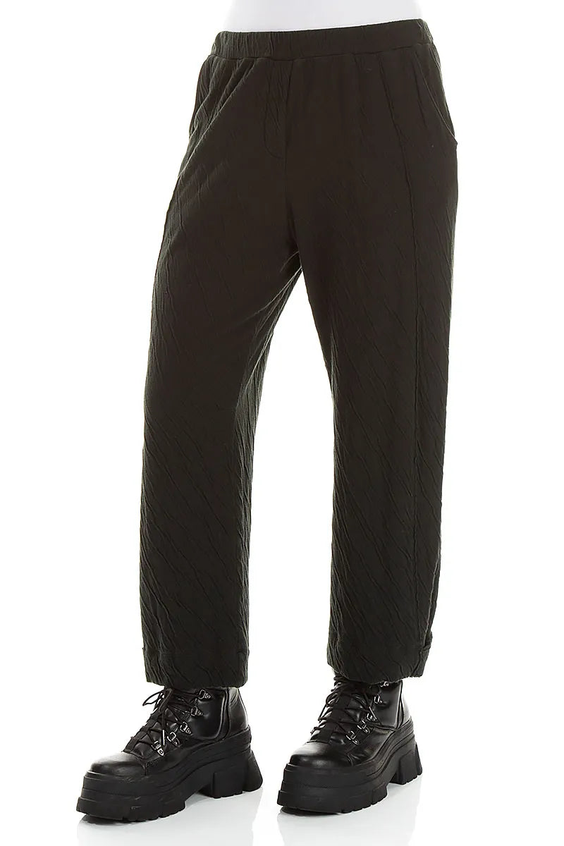 Tapered Shamrock Green Wavy Cotton Trousers 3