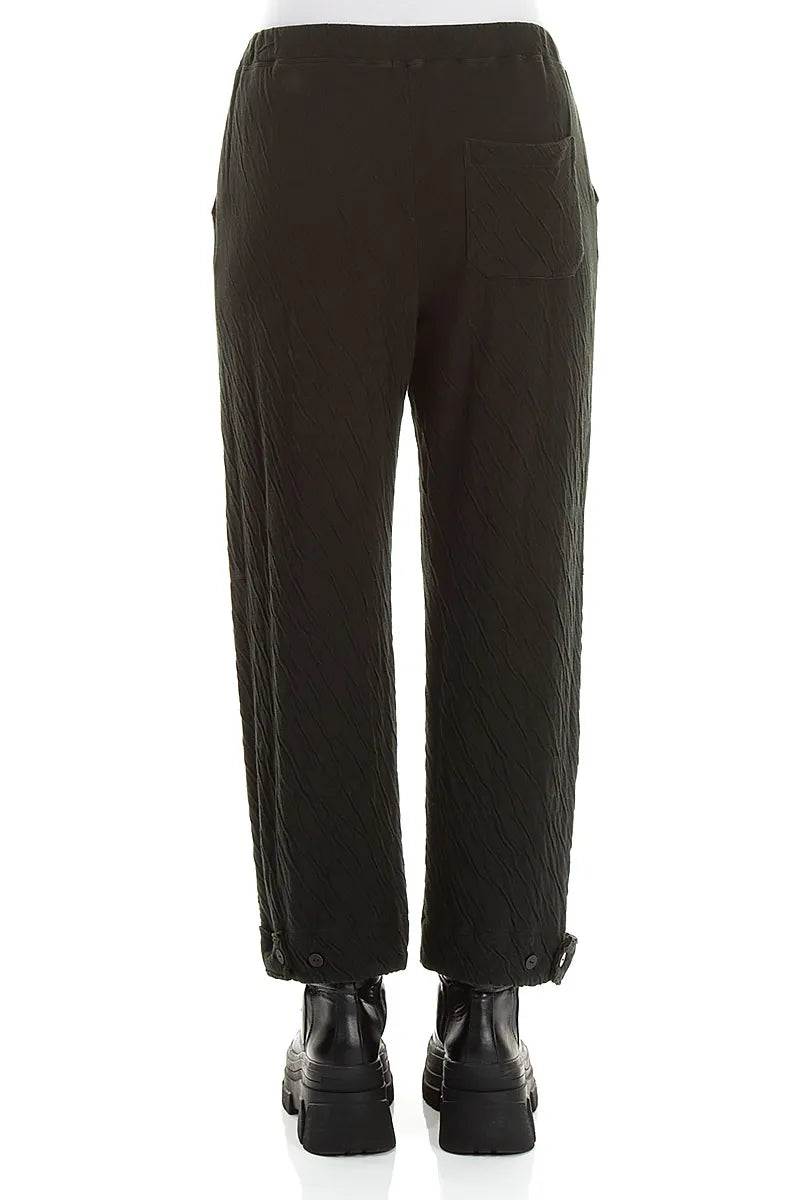 Tapered Shamrock Green Wavy Cotton Trousers 2