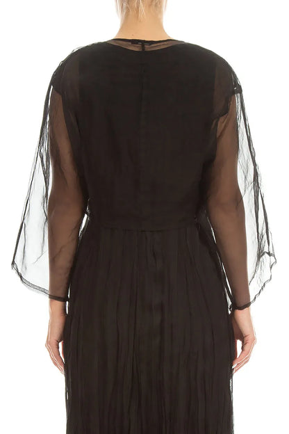 Tie Up Black Silk Chiffon Jacket 2
