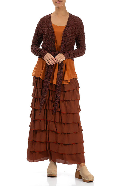 Tie Up Crinkled Brick Silk Jacket 4
