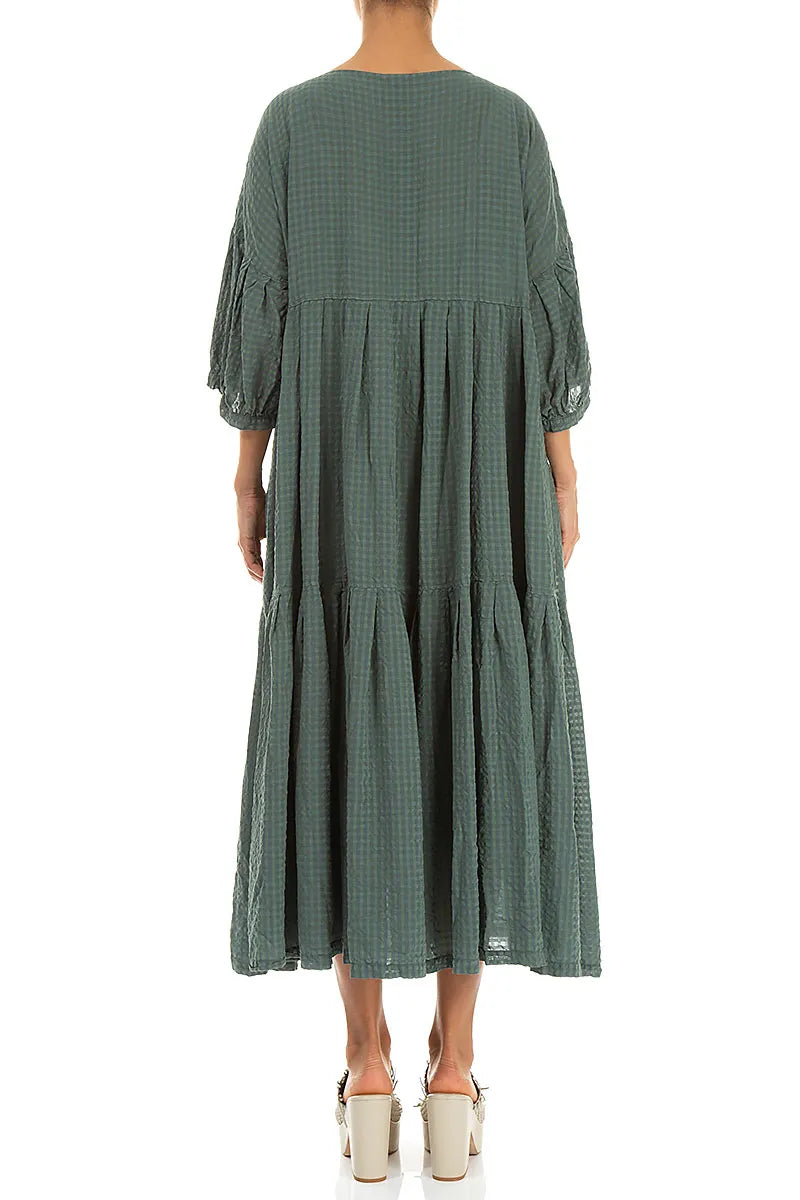 Tiered Sage Textured Silk Dress 2