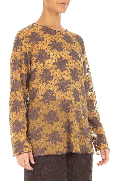 Truffle Brown Floral Cotton Lace Blouse 3