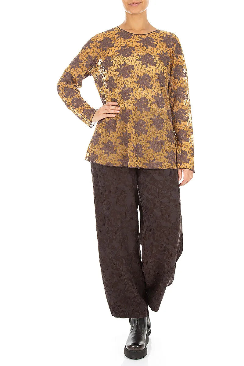 Truffle Brown Floral Cotton Lace Blouse 4