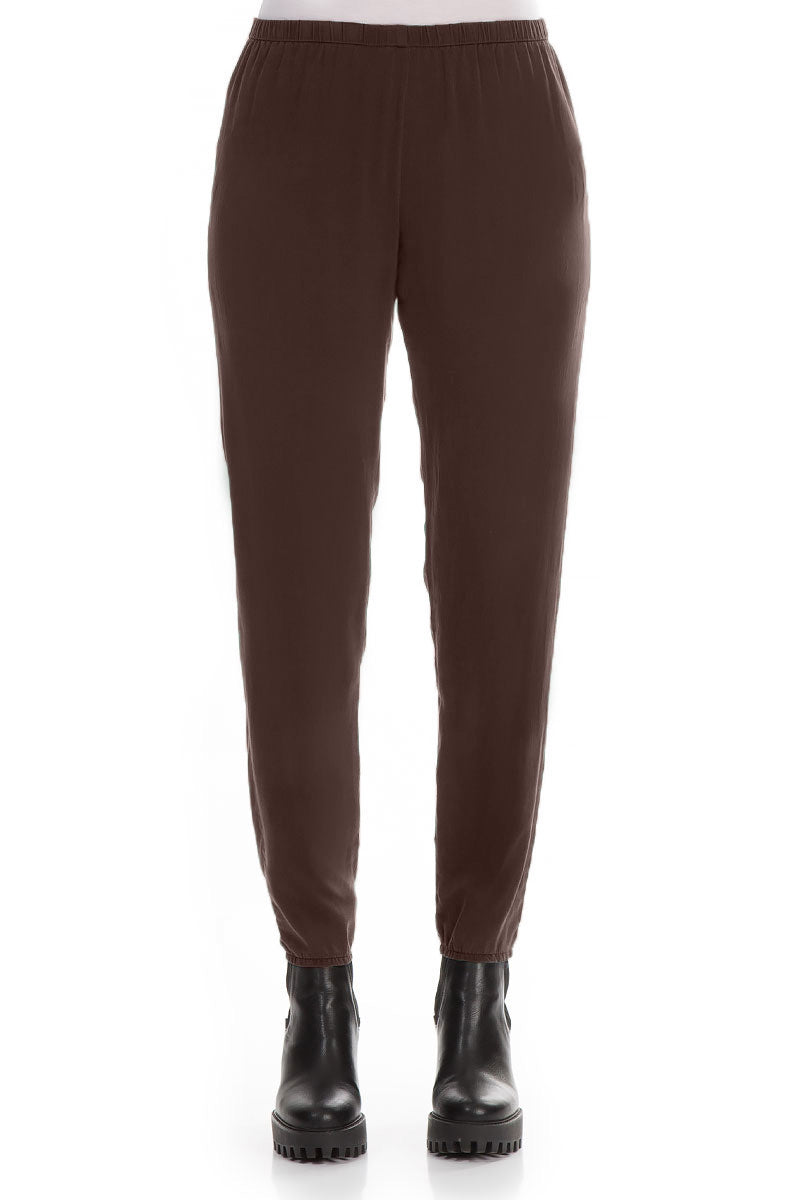 Truffle Brown Silk Leggings 1