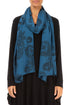 Turquoise Flowers Viscose Scarf 1