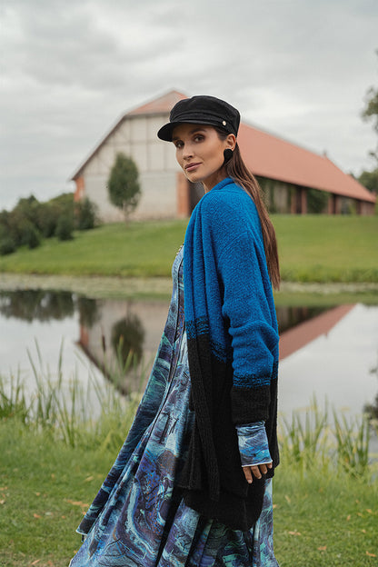 Two-Tone Azure Wool Cardigan 7