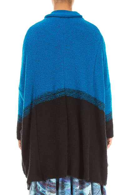 Two-Tone Azure Wool Cardigan 2