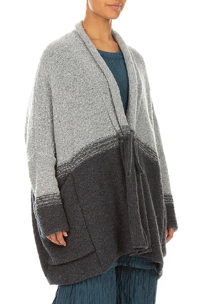 Two-Tone Light Grey Wool Cardigan 4